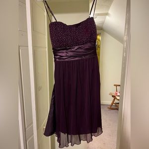 A purple/burgundy beaded bust with satin strap short dress SZ L Charlotte Russe